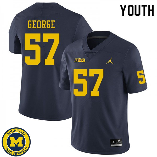 Youth University of Michigan #57 Joey George Navy College Game Jersey